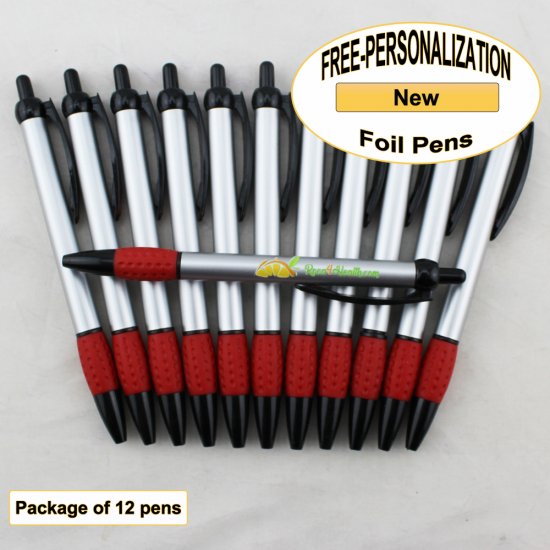 Foil Pen, Silver Body, Red Gripper, 12 pkg - Custom Image - Click Image to Close