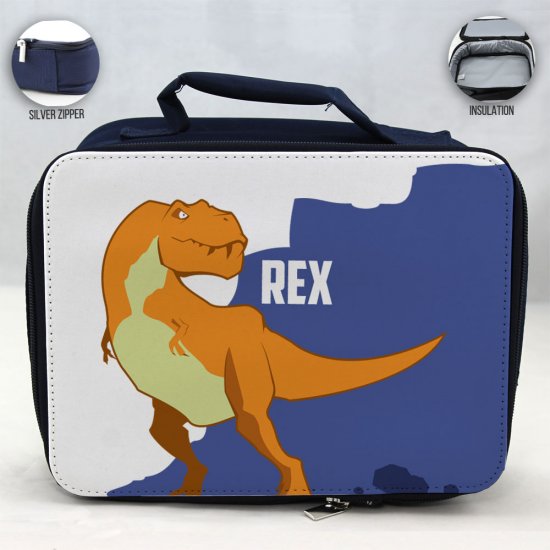 Personalized Dinosaur Theme - Blue School Lunch Box for kids - Click Image to Close