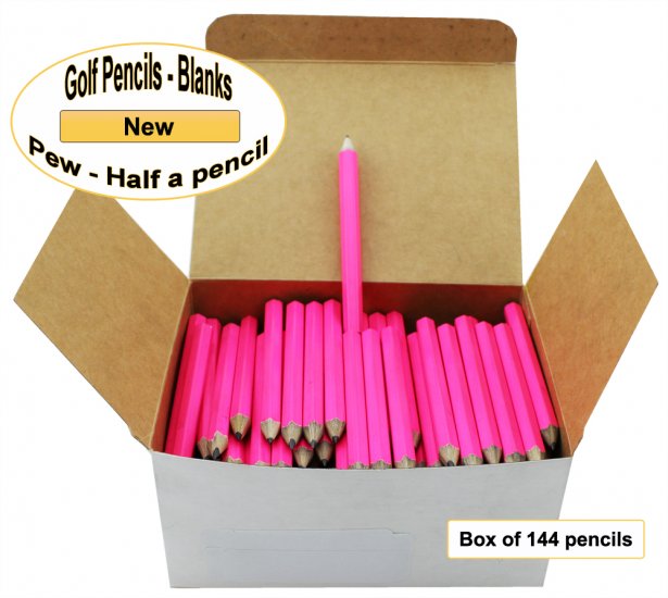 ezpencils -144 Neon Pink Golf Without Eraser- Blank Pencils - Click Image to Close