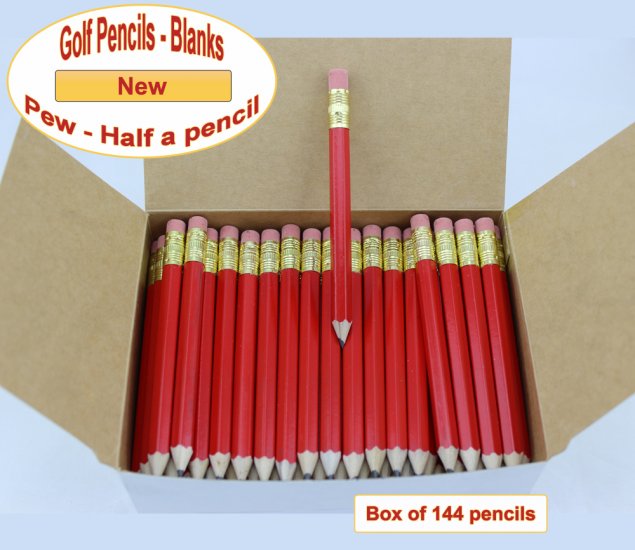 ezpencils - 144 Red Golf Pencils with Eraser - Click Image to Close
