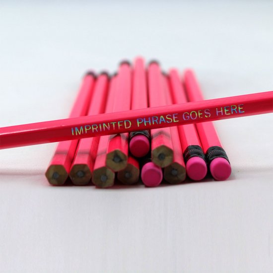 ezpencils - Personalized Neon Pink Hex Pencils - 144 Pencils - Click Image to Close