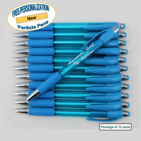 Personalized Particle Pen, Light Blue Body and Accents 12 pkg - Click Image to Close