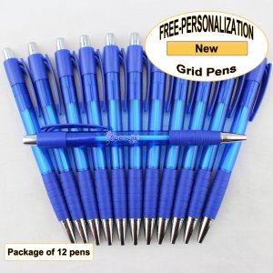 Grid Pen, Dark Blue Body and Grip, 12 pkg - Custom Image