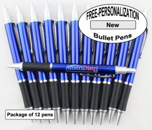 Bullet Pen, Blue body, Elegant tip, 12pkg - Custom Image