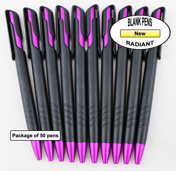 Radiant Pen -Black Body & Metallic Fuschia Accents-Blanks- 50pkg - Click Image to Close