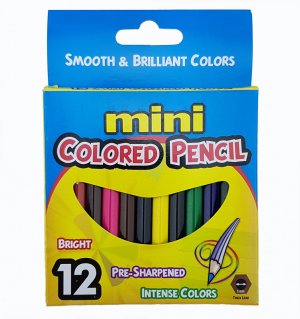 12 Colored Pencils - Mini Size (Half size)