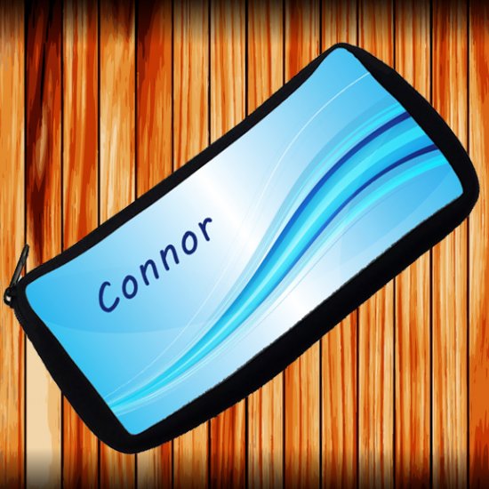 Personalized Blue Waves Pencil Case - FREE PERSONALIZATION - Click Image to Close