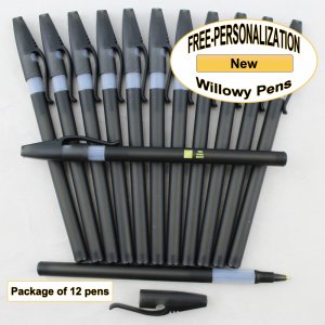 Willowy Pen, Black Body, White Gripper, 12pkg - Custom Image