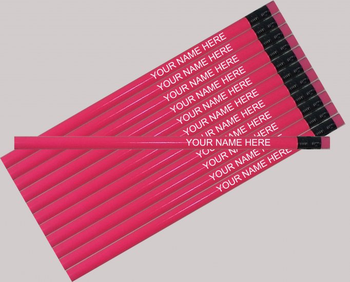 ezpencils - 12 pkg. Neon Pink Round Pencils - Click Image to Close