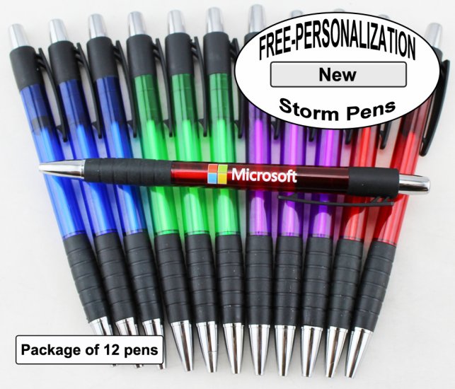 Storm Pen, Black Accents, Assorted Colors, 12 pkg-Custom Image - Click Image to Close