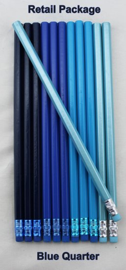 ezpencils - 12 pkg. Blank Hexagon Pencils - Blue Quarter - Click Image to Close