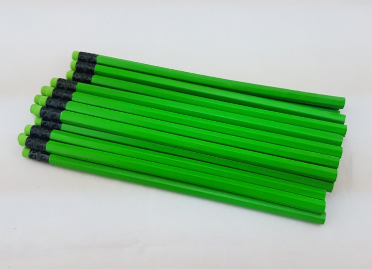 ezpencils - 144 Neon Green Hex Pencils - Non-Personalized - Click Image to Close