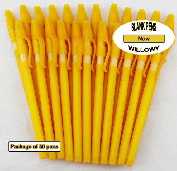 Willowy Pens-Yellow Body & white Silicone Gripper-Blanks-50pkg - Click Image to Close