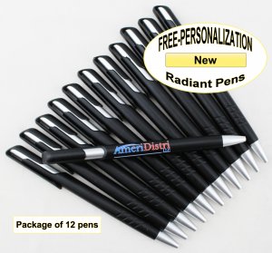 Radiant Pen, Black Body, Metallic Silver 12pkg, Custom IMG