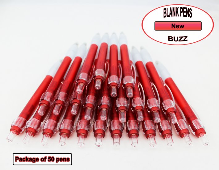 Buzz Pens - Red Body with a White Grip - Blanks - 50pkg - Click Image to Close