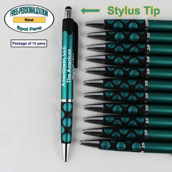 Elegant Tip and Stylus Click - Solid Teal Body & Spotted Grip - Click Image to Close