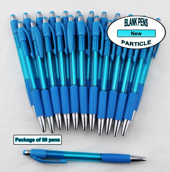 Particle Pen -Light Blue Body, Clicker and Grip- Blanks - 50pkg - Click Image to Close