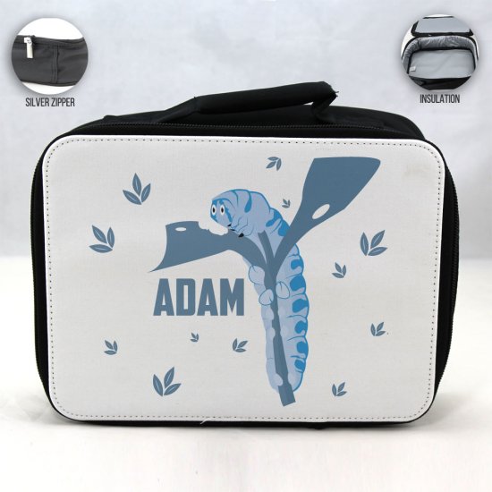 Personalized Caterpillar Theme -Black School Lunch Box for kids - Click Image to Close