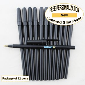 Colored Slim, Black Body, Cap and Accents, 12 pkg - Custom Image
