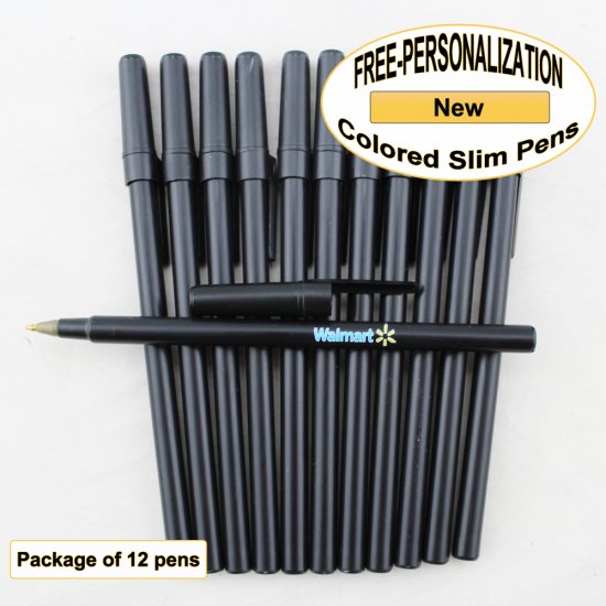 Colored Slim, Black Body, Cap and Accents, 12 pkg - Custom Image - Click Image to Close