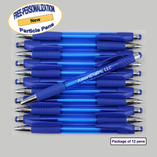 Personalized Particle Pen, Dark Blue Body and Accents 12 pkg - Click Image to Close
