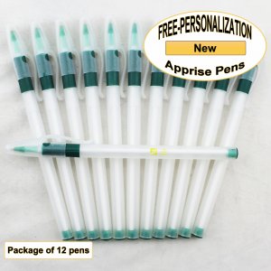 Apprise Pen, Translucent Body Green Grip 12pkg - Custom Image