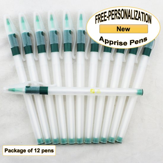 Apprise Pen, Translucent Body Green Grip 12pkg - Custom Image - Click Image to Close