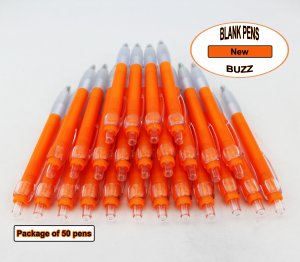 Buzz Pens - Orange Body with a White Grip - Blanks - 50pkg
