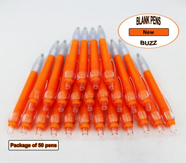 Buzz Pens - Orange Body with a White Grip - Blanks - 50pkg - Click Image to Close
