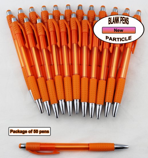 Particle Pen -Orange Body, Clicker and Grip- Blanks - 50pkg - Click Image to Close
