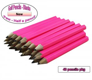ezpencils - 48 Neon Pink Golf Without Eraser - Blank Pencils