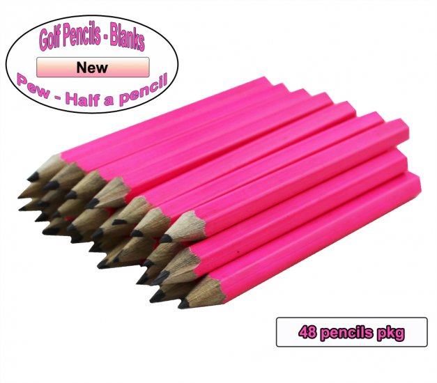 ezpencils - 48 Neon Pink Golf Without Eraser - Blank Pencils - Click Image to Close