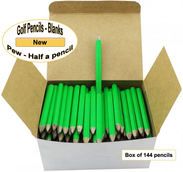 ezpencils -144 Neon Green Golf Without Eraser- Blank Pencils - Click Image to Close