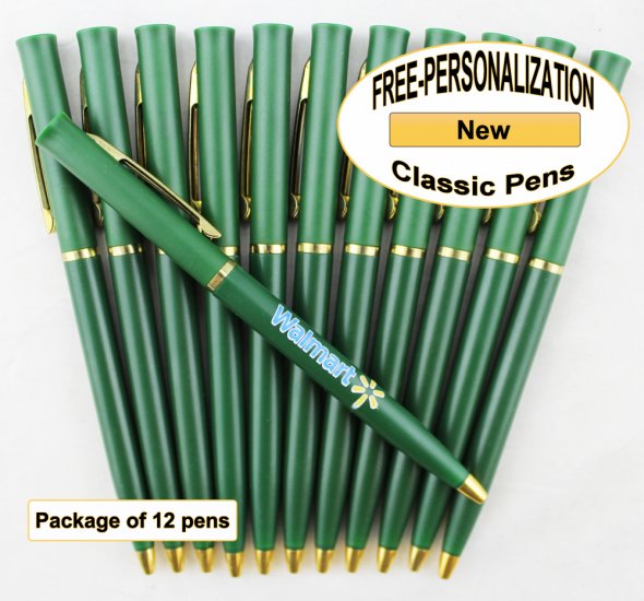 Classic Pen, Green Body, Gold Accents 12 pkg - Custom Image - Click Image to Close