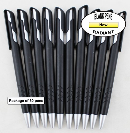 Radiant Pen -Black Body & Metallic Silver Accents-Blanks- 50pkg - Click Image to Close