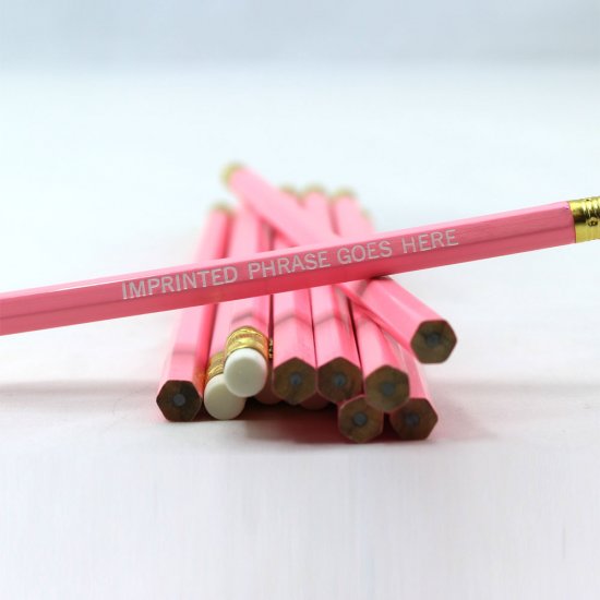 ezpencils - Personalized Pink Hex Pencils - 144 Pencils - Click Image to Close