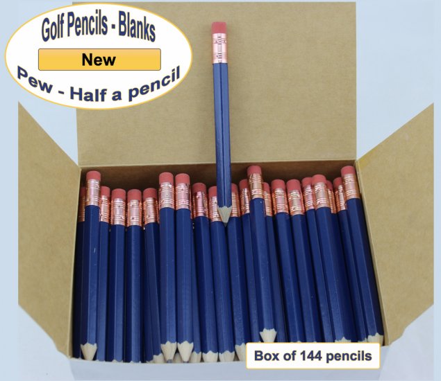 ezpencils - 144 Royal Blue Golf Pencils with Eraser - Click Image to Close