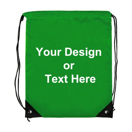 ezpencils, Drawstring Bags-Custom Image and/or Text- Green - Click Image to Close
