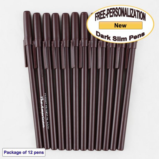 Personalized - Slim Pens - Brown Body with Brown Cap, Black Ink - Click Image to Close