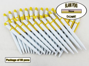 Dome Pen -White Body and Yellow Accents- Blanks - 50pkg