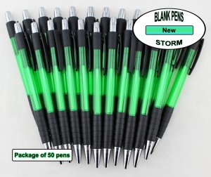 Storm Pen-Green body, Silver Accents, Black Grip -Blanks-50pkg