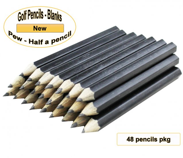 ezpencils - 48 Black Golf Without Eraser - Blank Pencils - Click Image to Close