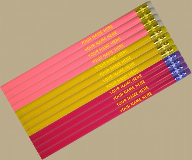 ezpencils - Personalized Subtle Colors Round Pencils - 12 pkg - Click Image to Close