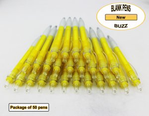 Buzz Pens - Yellow Body with a White Grip - Blanks - 50pkg