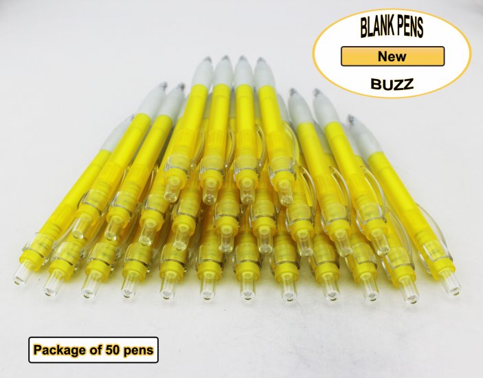 Buzz Pens - Yellow Body with a White Grip - Blanks - 50pkg - Click Image to Close