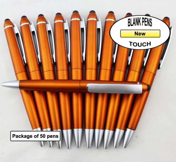 Touch Pen - Orange Body, Silver Accents - Blanks - 50pkg - Click Image to Close