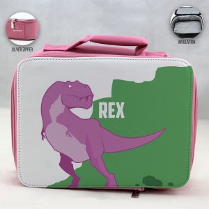 Personalized Dinosaur Theme - Pink School Lunch Box for kids