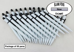 Dome Pen -White Body and Black Accents- Blanks - 50pkg