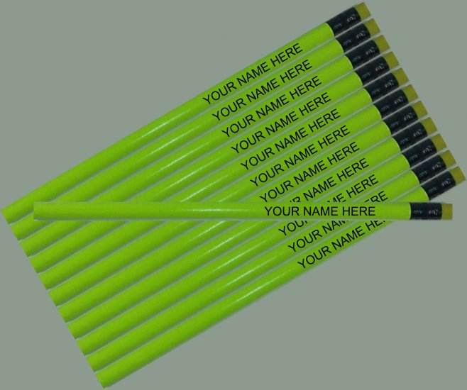 ezpencils - 12 pkg. Neon Yellow Round Pencils - Click Image to Close