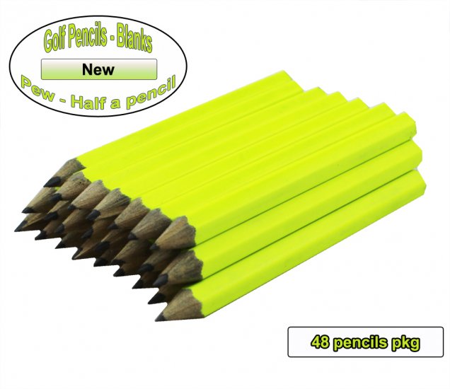 ezpencils - 48 Neon Yellow Golf Without Eraser - Blank Pencils - Click Image to Close